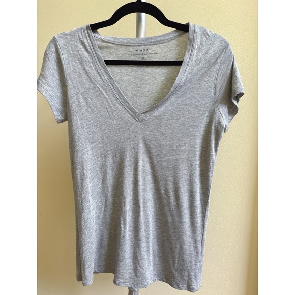 Vince Tops - Vince Gray Cotton Modal Blend V Neck Short Sleeve Shirt Size XS